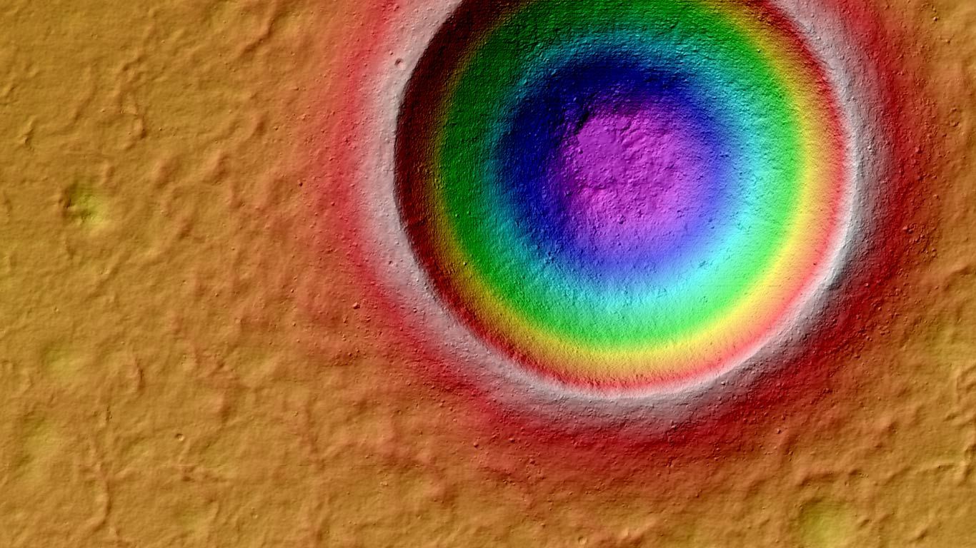 Color-coded relief map of Linné Crater on the Moon
