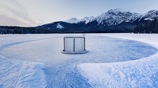 Outdoor rink on Pyramid Lake, Jasper, Alberta