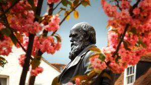 Charles Darwin statue and Spring blossom Shrewsbury, Shropshire (© mikehaywardcollection.com/Alamy)(Bing United Kingdom)