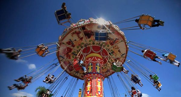 Kids enjoying an amusement park ride on Eid in the West Bank city of Tulkarm