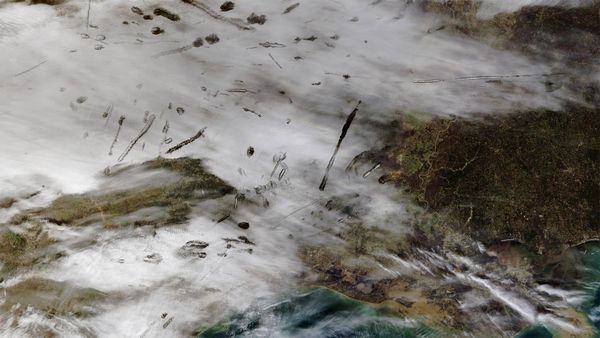 From Nasa’s Terra satellite, an image of fallstreak holes in clouds over the southern United States