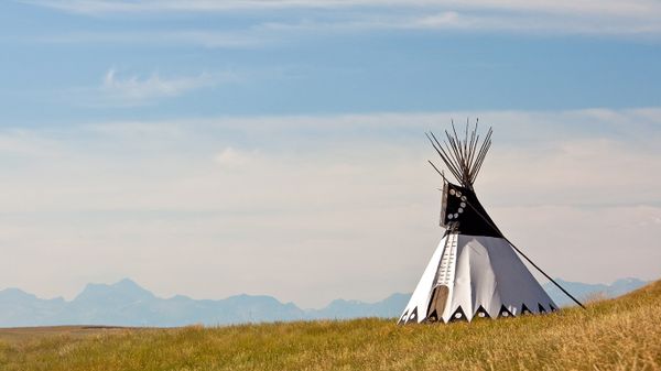 A tepee in Head-Smashed-In Buffalo Jump, Alberta, Canada