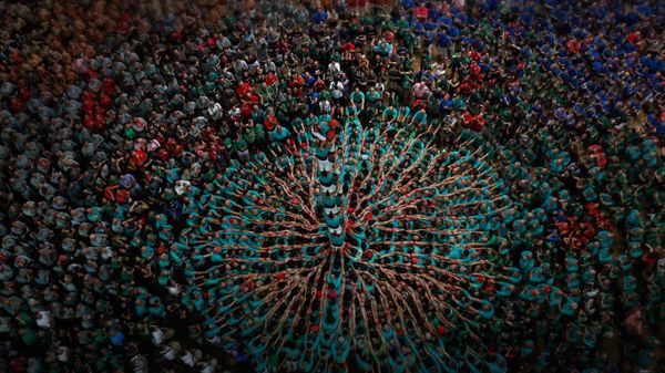 Performers at the 26th Human Tower Competition in Tarragona, Spain