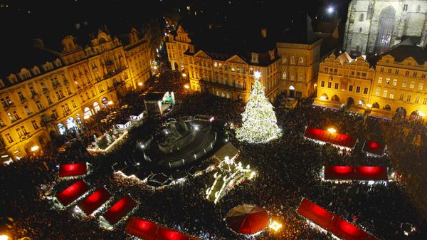 Holiday market in Old Town Square, Prague, Czech Republic