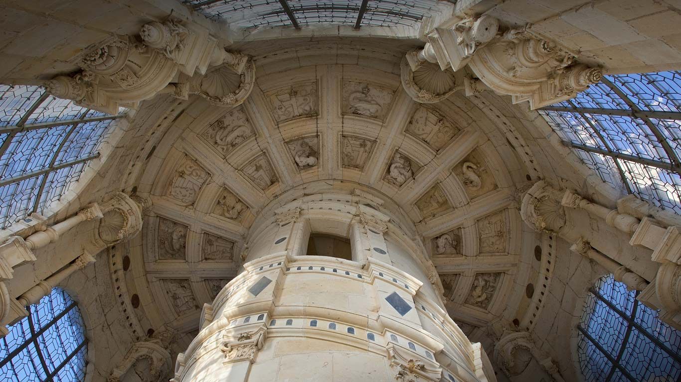 Escalier à double-hélice du château de Chambord, Loir-et-Cher, région Centre