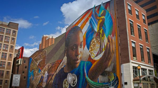 \'Legacy\' mural painted by Josh Sarantitis and Eric Okdeh within the Mural Arts Program in Philadelphia, Pennsylvania