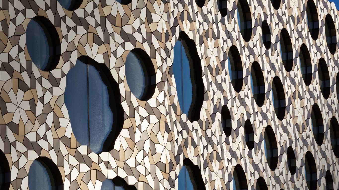 Ravensbourne college building on the Greenwich Peninsula, London