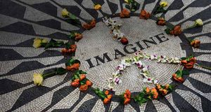 Imagine mosaic, part of the Strawberry Fields memorial in Central Park, New York City (© Ocean/Corbis) &copy; (Bing Australia)