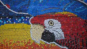 Bottle cap mural by Oscar Olivares in Guatire, Venezuela (© FEDERICO PARRA/AFP via Getty Images)(Bing United Kingdom)