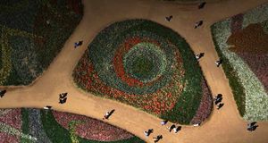 Aerial view of the flower beds at Floriade flower festival in Canberra  -- Tim Wimborne/Corbis &copy; (Bing Australia)