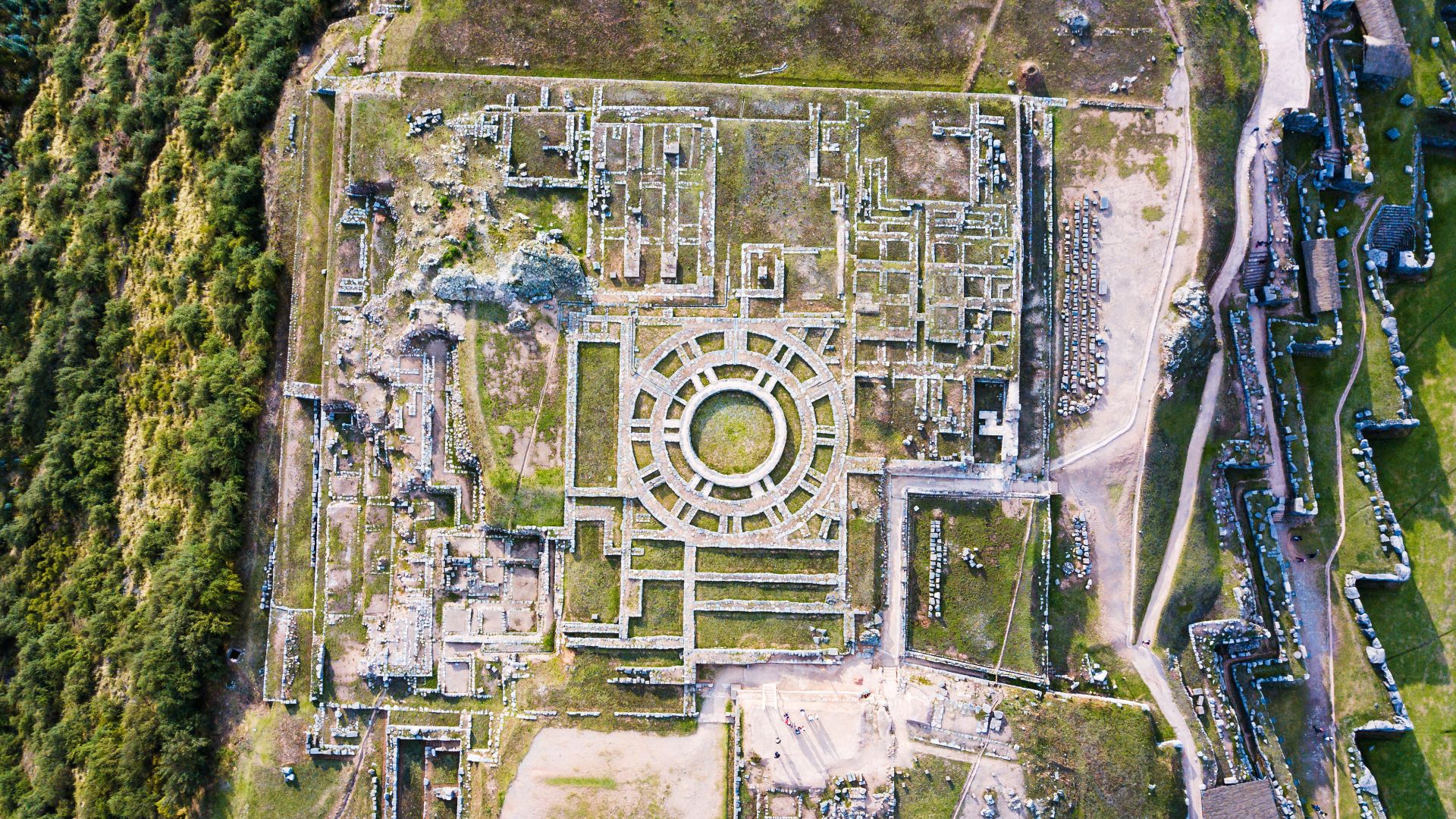 Aerial view of the ruins of Sacsayhuamán, Cusco, Peru