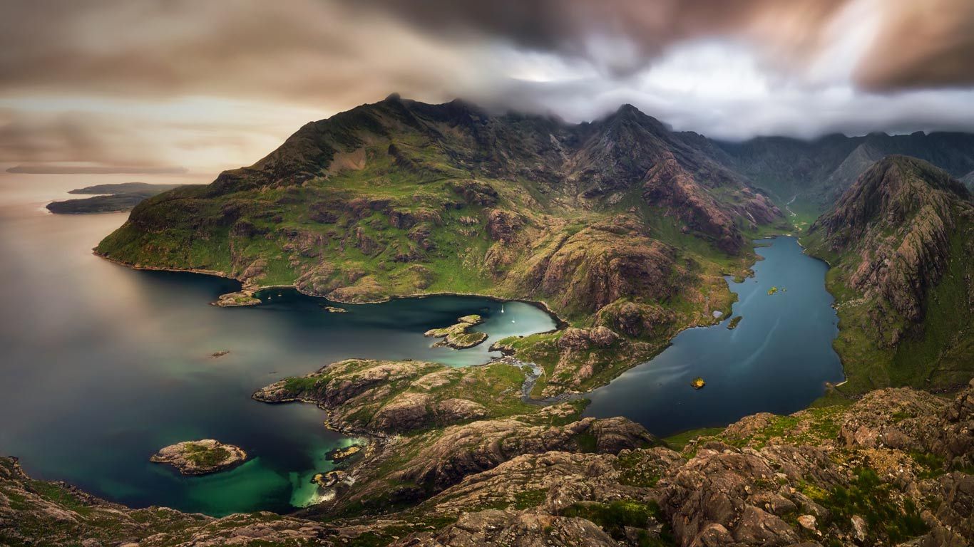 Loch na Cuilce and Loch Coruisk with Black Cuillin in the background, Isle of Skye, Scotland