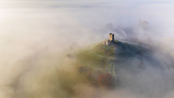 St Michael\'s Church on Burrow Mump, Burrowbridge, Somerset