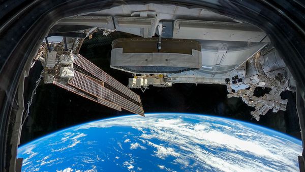 View from the cupola of the International Space Station above the South Pacific Ocean