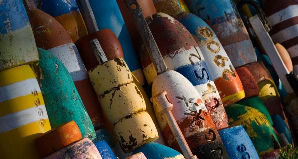 Lobster buoys in Rockport, Massachusetts