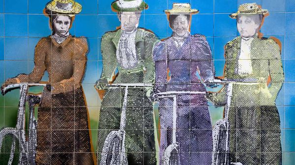Women's suffrage tile mural outside the Auckland Art Gallery, New Zealand