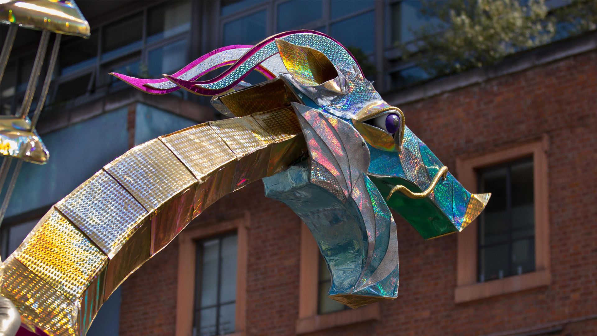 A large mechanical dragon at Saint George's Day celebrations