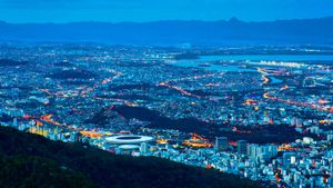 Rio de Janeiro including Maracanã Stadium illuminated at night, Brazil (© Corey Jenkins/Alamy)(Bing New Zealand)