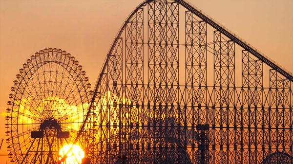 ｢夕日のジェットコースター｣三重, 桑名市, ナガシマスパーランド