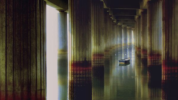 Under a bridge spanning the Odiel River, Huelva, Spain