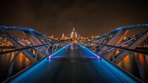 London Millennium Bridge with St. Paul\'s Cathedral in the background, London, England (© Scott Baldock/Getty Images)(Bing Australia)