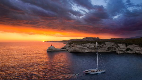Coucher de soleil à Bonifacio, Corse, France