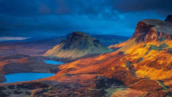 Loch Leum na Luirginn and Loch Cleat seen from the Quiraing, Isle of Skye