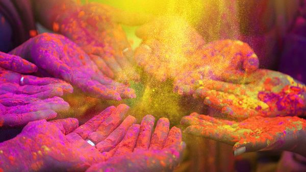 People celebrating Holi festival in India