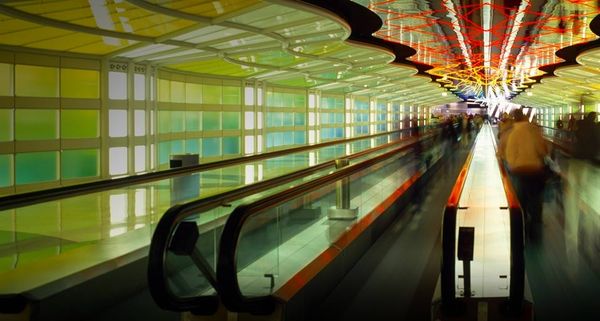 Walkway at O'Hare Airport, Chicago, Illinois