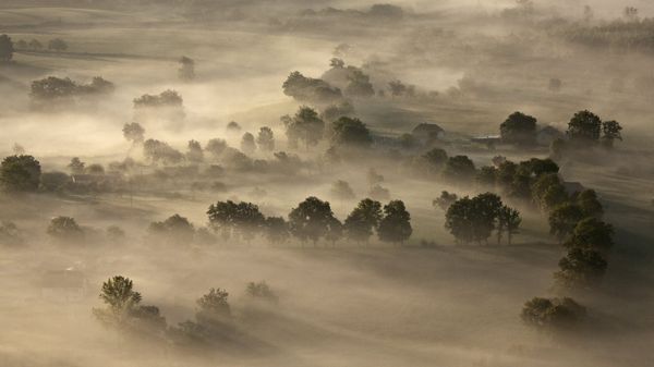 Brume matinale dans le Causse de Gramat, Lot, Massif central