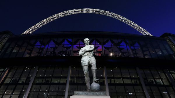 Statue of Bobby Moore outside Wembley Stadium, London
