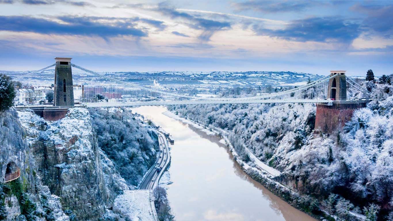 Clifton Bridge in winter, Bristol