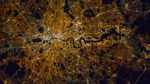 London and surroundings photographed from the International Space Station (© NASA)(Bing Australia)