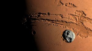 火星上的峡谷系统-水手号峡谷地区上的小行星 (© Detlev van Ravenswaay/Getty Images)(Bing China)