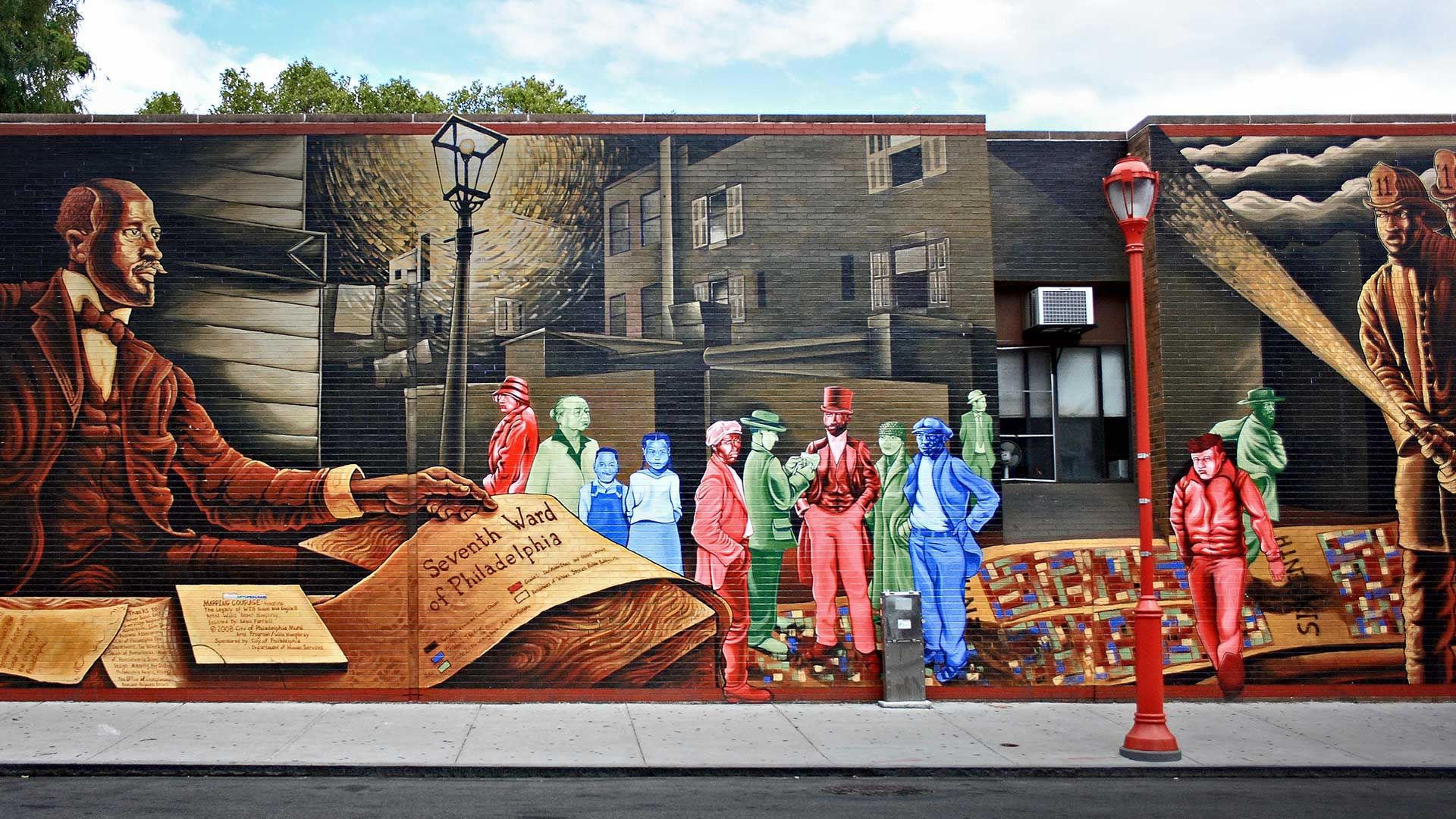 \'Mapping Courage: Honoring W.E.B. Du Bois & Engine #11,\' a mural by Willis Humphrey, Philadelphia, PA