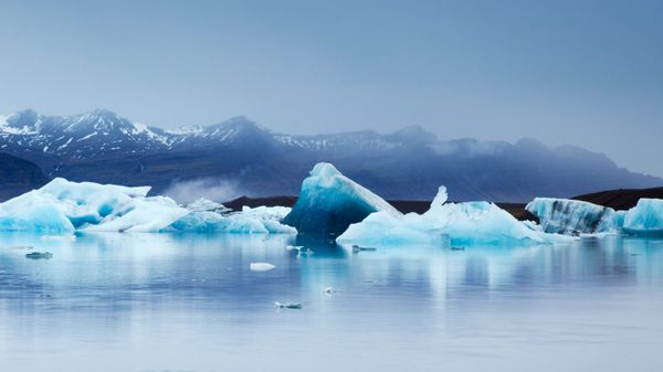 Ice in Jökulsarlon, a glacier lagoon in southeast Iceland