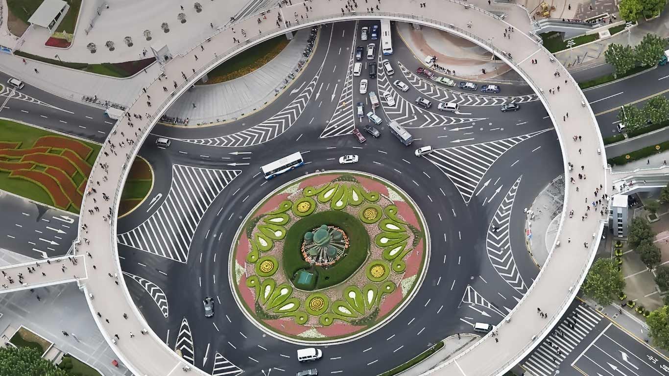 上海浦东新区环岛的俯视图