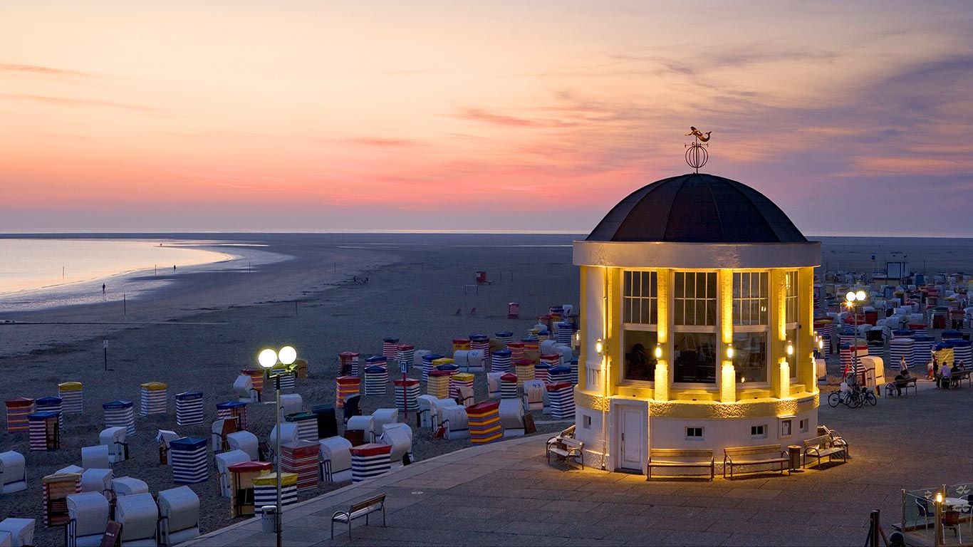 Abendstimmung am Strand von Borkum, Ostfriesische Inseln, Niedersachsen