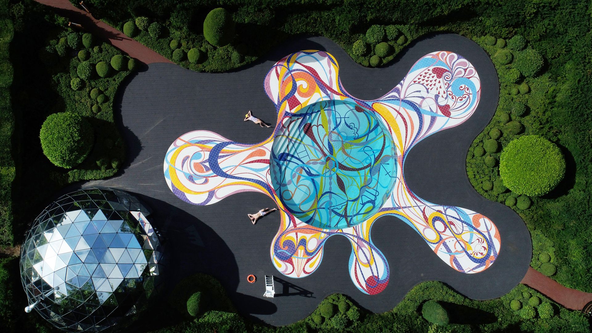 'Gateway Pool' art installation at Jupiter Artland sculpture park, Edinburgh, Scotland