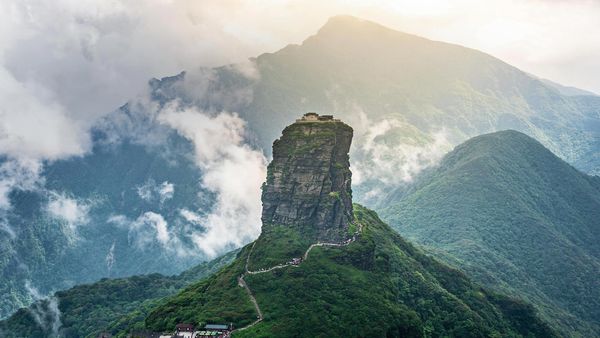 Mount Fanjing, the highest peak of the Wuling Mountains, in southwest China