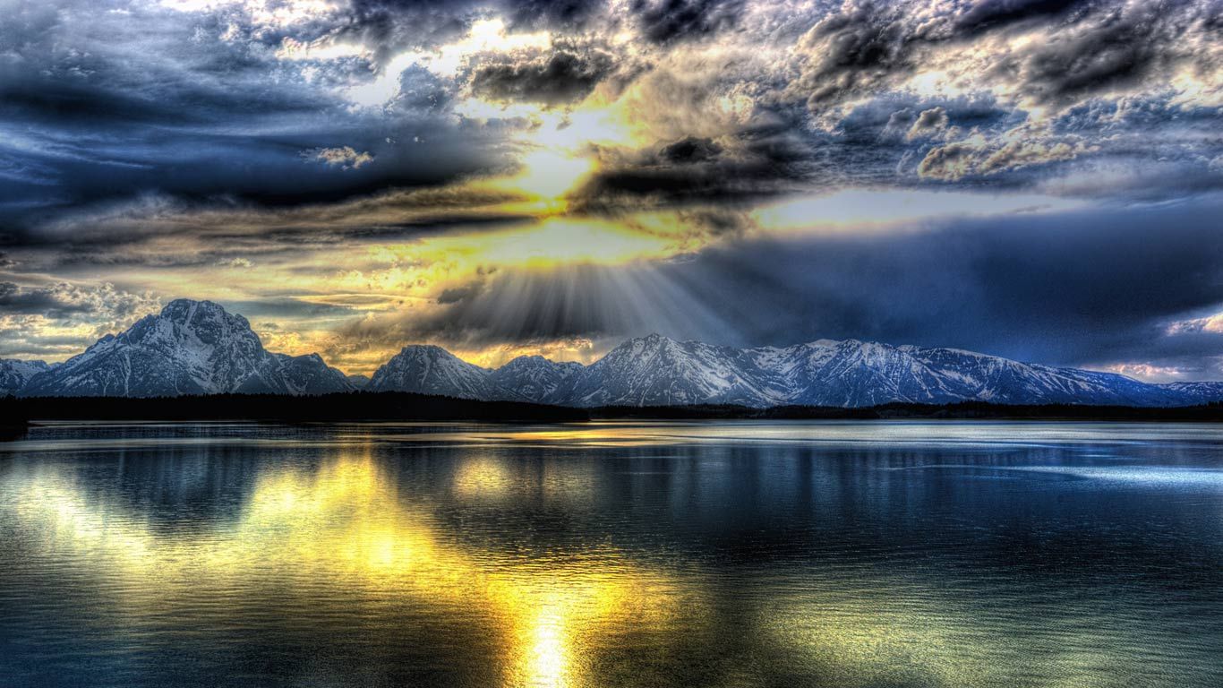 The Teton Range and Jackson Lake in Grand Teton National Park, Wyoming