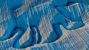 ｢氷河を飛ぶ飛行機｣アラスカ, ランゲル・セントイライアス国立公園 (© Frans Lanting/Gallery Stock)(Bing Japan)