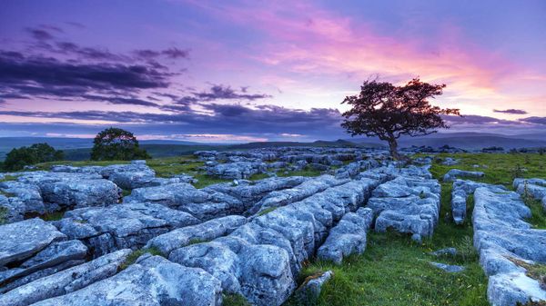Sunset over Winskill Stones in the Yorkshire Dales National Park, England
