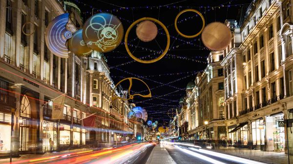 Christmas lights on Regent Street in London’s West End