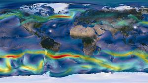 ｢世界風向き地図｣ (© NASA)(Bing Japan)