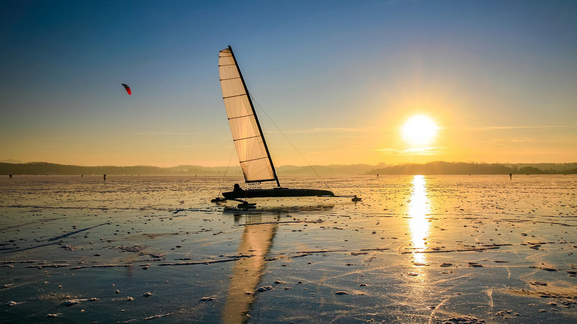 Eissegler auf dem Wörthsee, Bayern