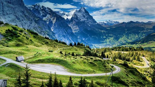 View of the Eiger from the Grosse Scheidegg mountain pass, Switzerland