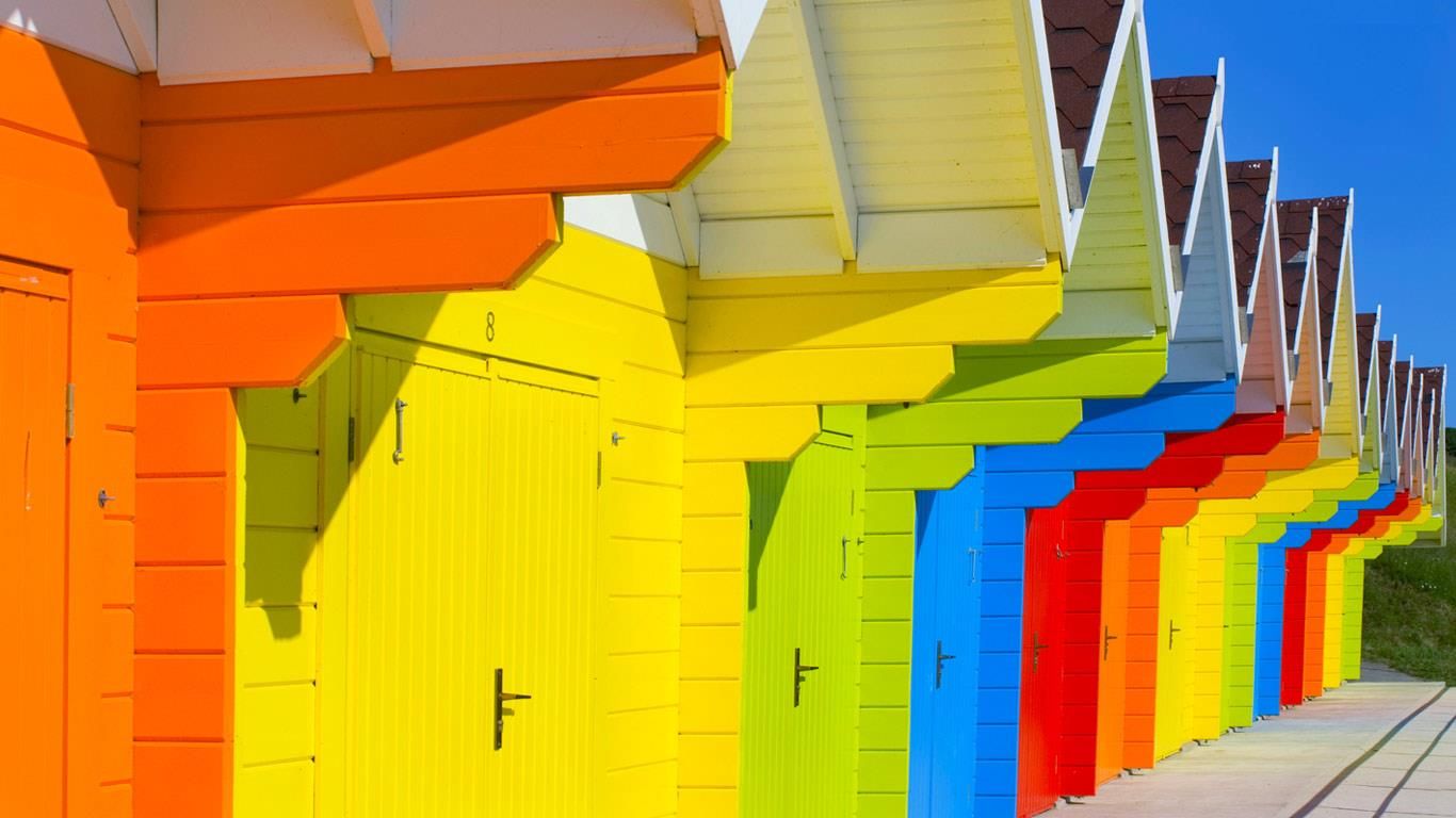 Beach huts, Scarborough, North Yorkshire, England