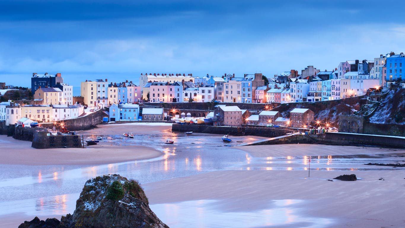 Wintertime at Tenby Harbour in Pembrokeshire, Wales