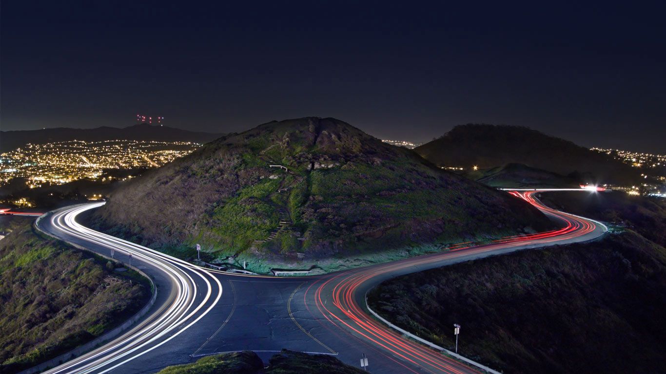 Christmas Tree Road and the hills of Twin Peaks, San Francisco, California